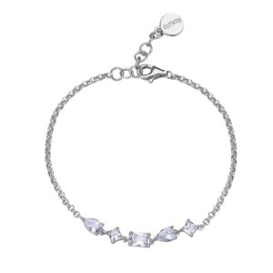 Rosato bracciale catena gemma in argento 925 con zirconi bianchi