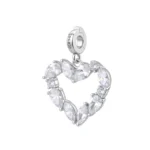 Rosato charm cuore in argento 925 con zirconi bianchi