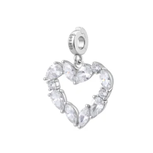 Rosato charm cuore in argento 925 con zirconi bianchi