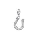 Rosato charm ferro di cavallo in argento 925 con zircone bianco