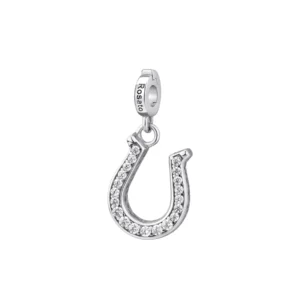 Rosato charm ferro di cavallo in argento 925 con zircone bianco