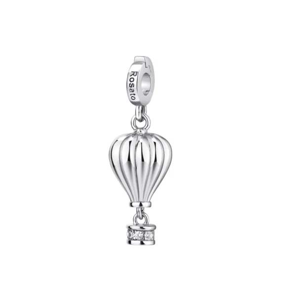 Rosato charm argento 925 mongolfiera e zirconi bianchi