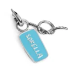 Marlù charm doppio "SORELLA" con smalto azzurro e nodo snake