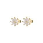 Rosato orecchini a lobo Gaia con zirconi bianchi e placcatura oro giallo