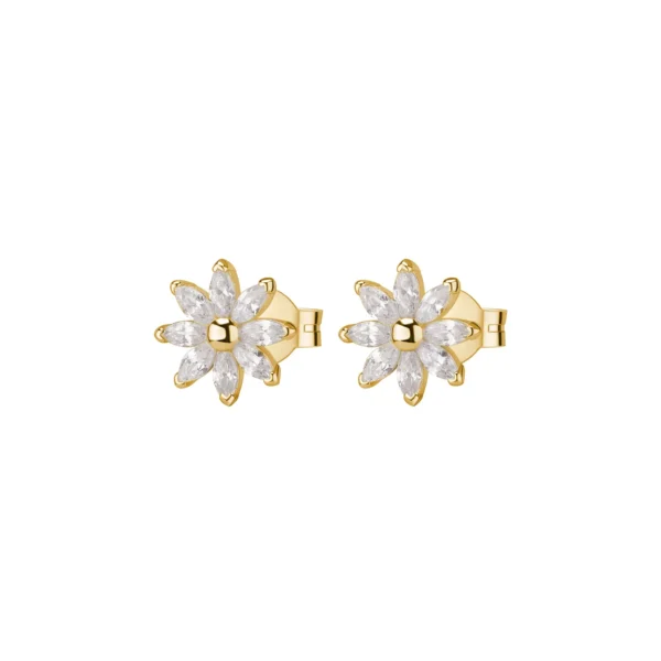 Rosato orecchini a lobo Gaia con zirconi bianchi e placcatura oro giallo