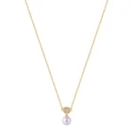 Rosato collana catena argento 925 placcato oro con perla naturale e zirconi