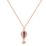 Rosato collana catena Aria argento 925 con ciondolo mongolfiera zirconi bianchi oro rosa