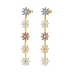Rosato orecchini pendenti fiore Gaia argento 925 zirconi multicolor oro giallo