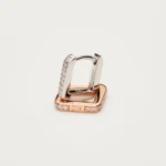Rosato mono orecchino Allegra quadrati argento 925 e zirconi bianchi