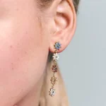 Rosato orecchini pendenti fiore Gaia argento 925 zirconi multicolor oro giallo