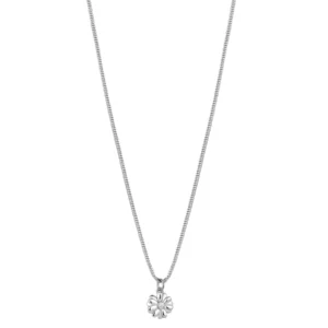 Rosato collana in argento 925 con pendente a margherita e zircone bianco