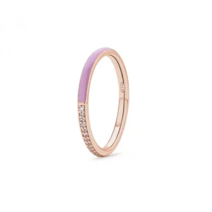 Rosato anello in argento 925 allegra con zirconi e smalto rosa