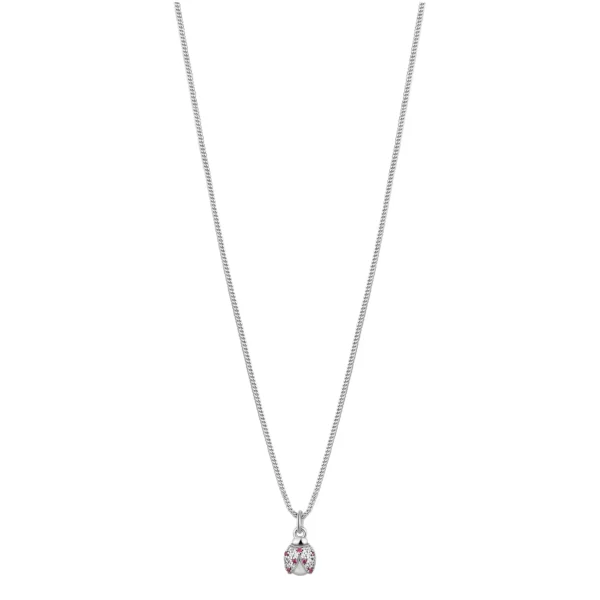 Rosato collana in argento 925 con pendente coccinella e zirconi Allegra