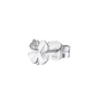 Rosato orecchino singolo a lobo quadrifoglio in argento con zircone bianco