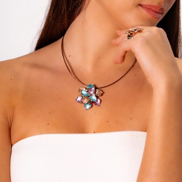 COLLANA FILI ACCIAIO CORTA ZAMA FIORE