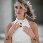 CHOKER OTTONE TRE PIETRE PENDENTI GEODE VERDE E BLU