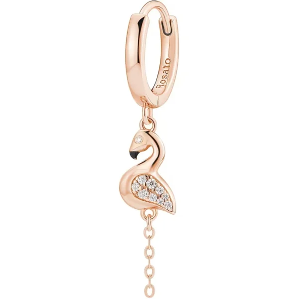 Rosato orecchino cerchietto in argento con zircone rosso collezione Allegra galvanica oro