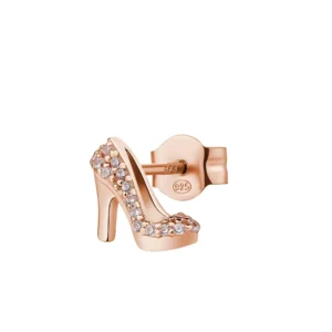 Rosato orecchino lobo a quadrifoglio in argento e zirconi bianchi