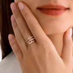 Rosato anello in argento placcato oro rosa con zirconi rossi collezione Allegra misura 16