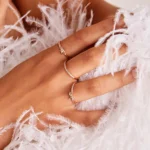 Rosato anello in argento con galvanica oro rosa e zirconi bianchi misura 14