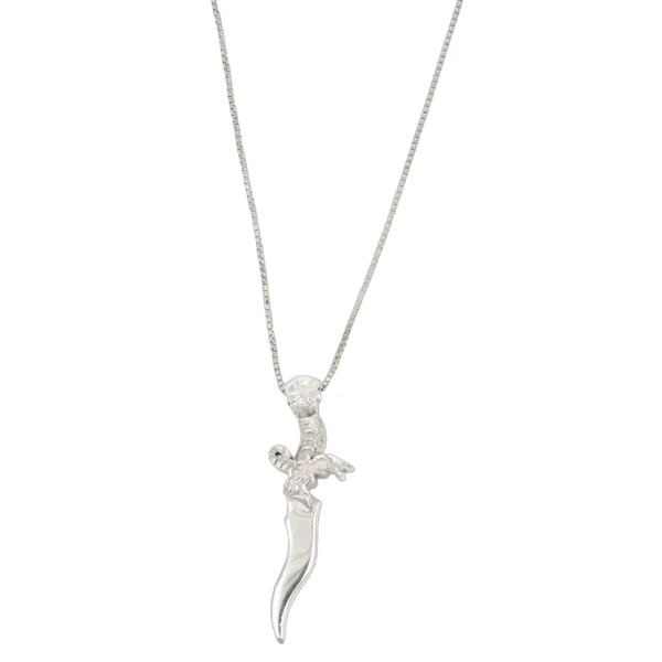 COLLANA ORO BIANCO CON CIONDOLO SPADA DUE ORI