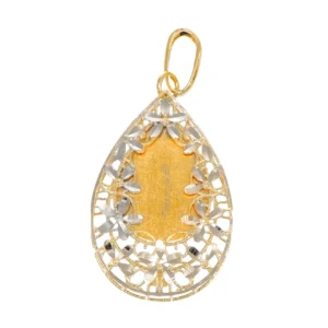 CIONDOLO DUE ORI LUCIDO SATINATO GOCCIA