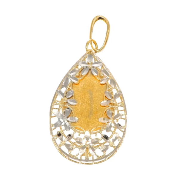 CIONDOLO DUE ORI LUCIDO SATINATO GOCCIA