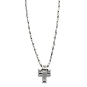 COLLANA ORO BIANCO CHIMENTO CON CROCE CON DIAMANTE CHIMENTO