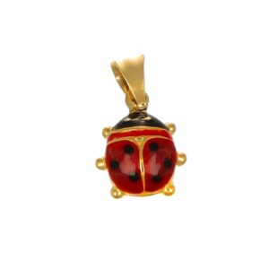 CIONDOLO ORO GIALLO COCCINELLA SMALTATA GRANDE