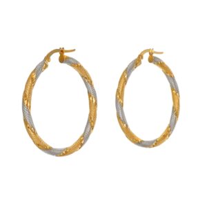 ORECCHINI DUE ORI CERCHI TORCION LAVORATI