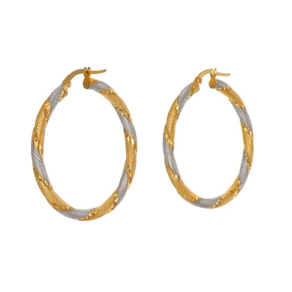 ORECCHINI DUE ORI CERCHI TORCION LAVORATI