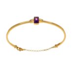 BRACCIALE ORO GIALLO RIGIDO CON ZIRC VIOLA