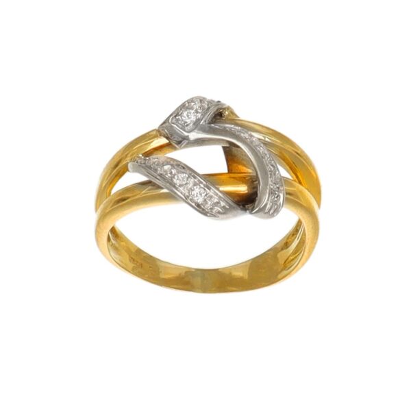 ANELLO DUE ORI CON ZIRC BIANCHI