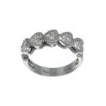 ANELLO ORO BIANCO CUORI CON ZIRC BIANCHI