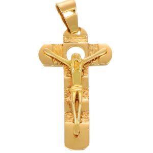CIONDOLO ORO GIALLO CROCE CON GESÙ