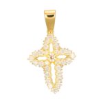 CIONDOLO ORO GIALLO CROCE CON ZIRCONI  BIANCHI