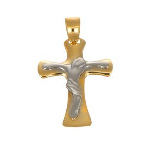 CIONDOLO DUE ORI CROCE CON GESÙ