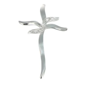 CIONDOLO ORO BIANCO CROCE CON DIAMANTE KT 0.02 G VS1 COMETE