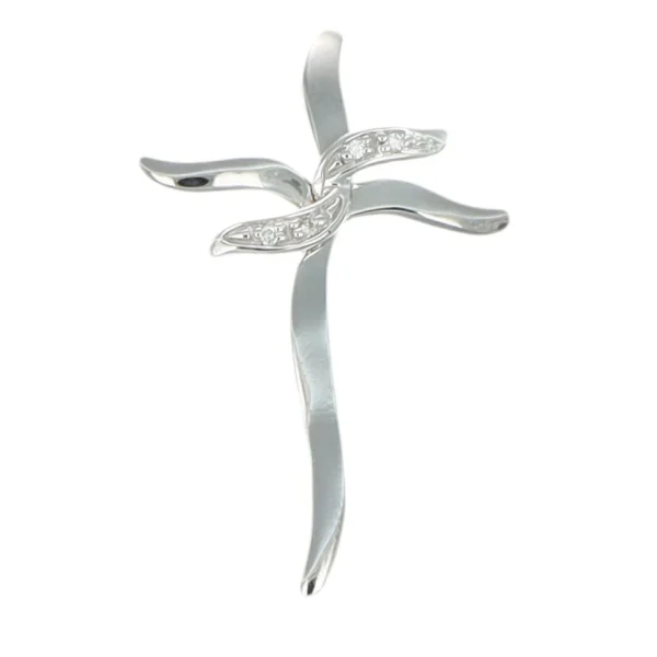 CIONDOLO ORO BIANCO CROCE CON DIAMANTE KT 0.02 G VS1 COMETE