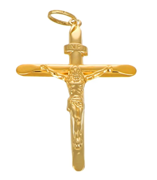 CIONDOLO ORO GIALLO CROCE CON GESÙ
