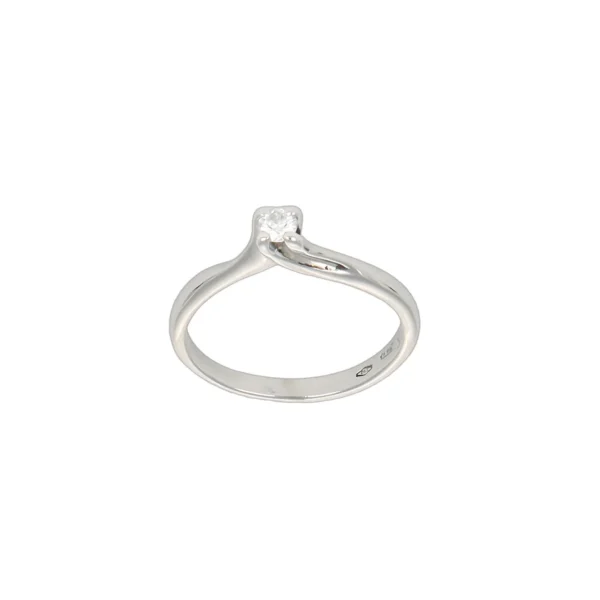 ANELLO ORO BIANCO SOLITARIO CON DIAMANTE KT 0.11
