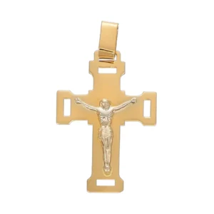 CIONDOLO DUE ORI CROCE CON GESÙ