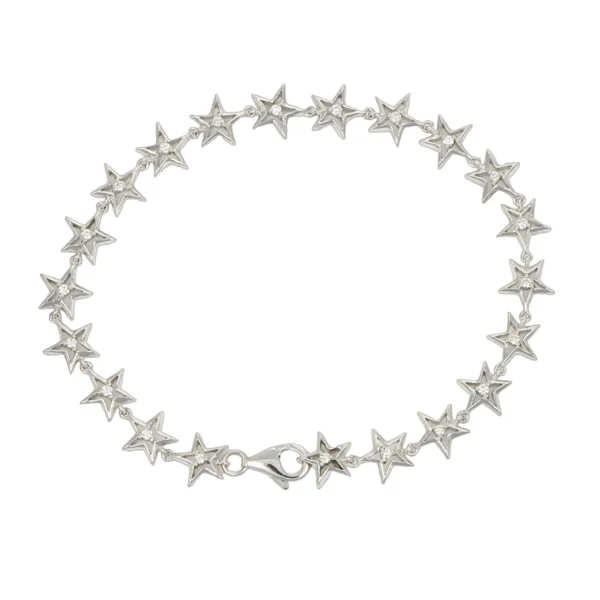 BRACCIALE ORO BIANCO STELLE CON DIAMANTI KT 0.21 GVS1
