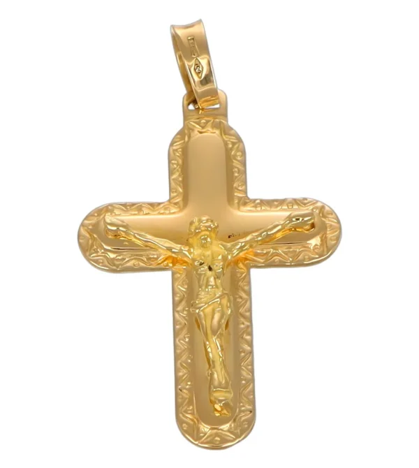 CIONDOLO ORO GIALLO CROCE CON GESU