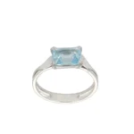 ANELLO ORO BIANCO CON TOPAZIO AZZURRO