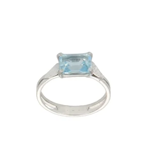 ANELLO ORO BIANCO CON TOPAZIO AZZURRO