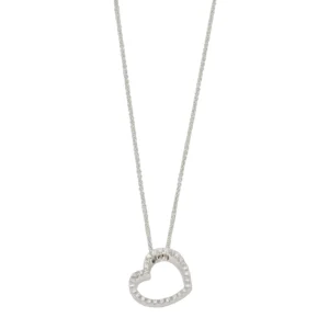 COLLANA ORO BIANCO CUORE CON DIAMANTI DIADEMA KT 0.01X29 GVS1