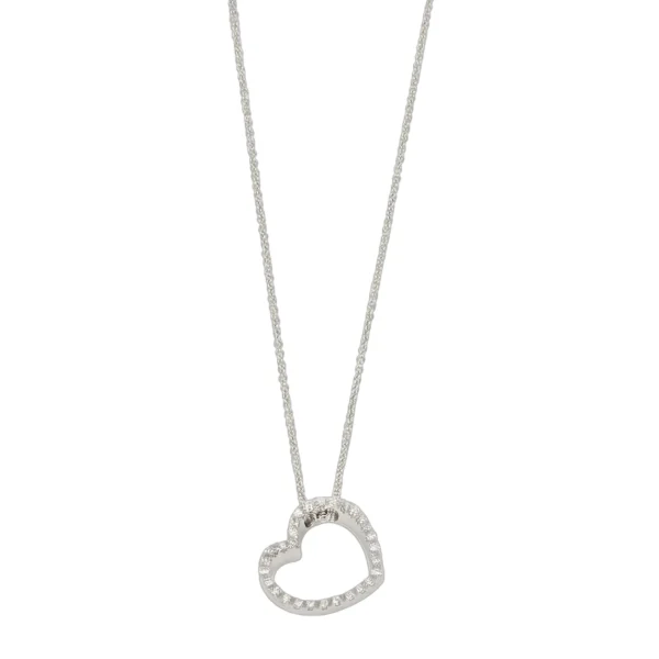 COLLANA ORO BIANCO CUORE CON DIAMANTI DIADEMA KT 0.01X29 GVS1