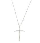 COLLANA ORO BIANCO CON CIONDOLO CROCE CON ZIRCONI