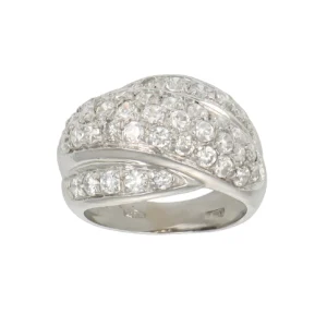 ANELLO ORO BIANCO FASCIA LARGA CON ZIRCONI